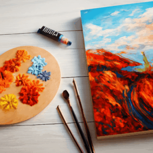 Acrylic painting on canvas using various acrylic techniques