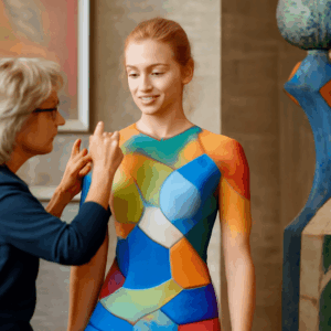 A showcase of women in body paint with beautiful body paintings