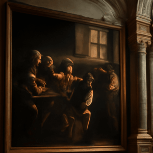 Caravaggio's Calling of Saint Matthew painting