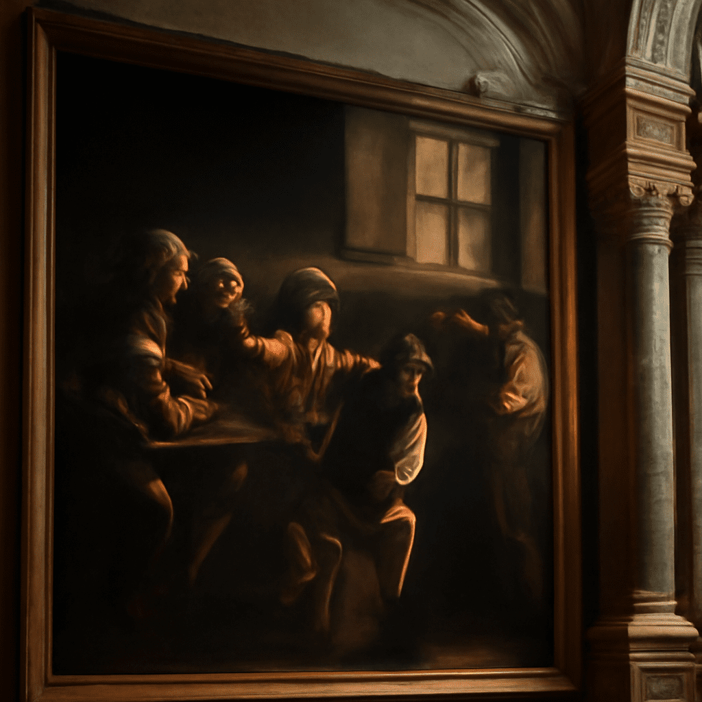 Caravaggio's Calling of Saint Matthew painting