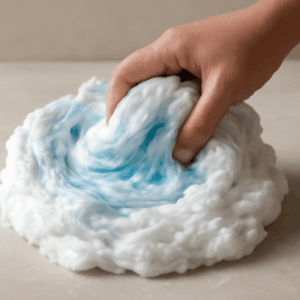 Cloud slime made with shaving cream, fluffy slime creation