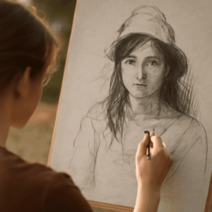 Drawing female face and female face sketch guide
