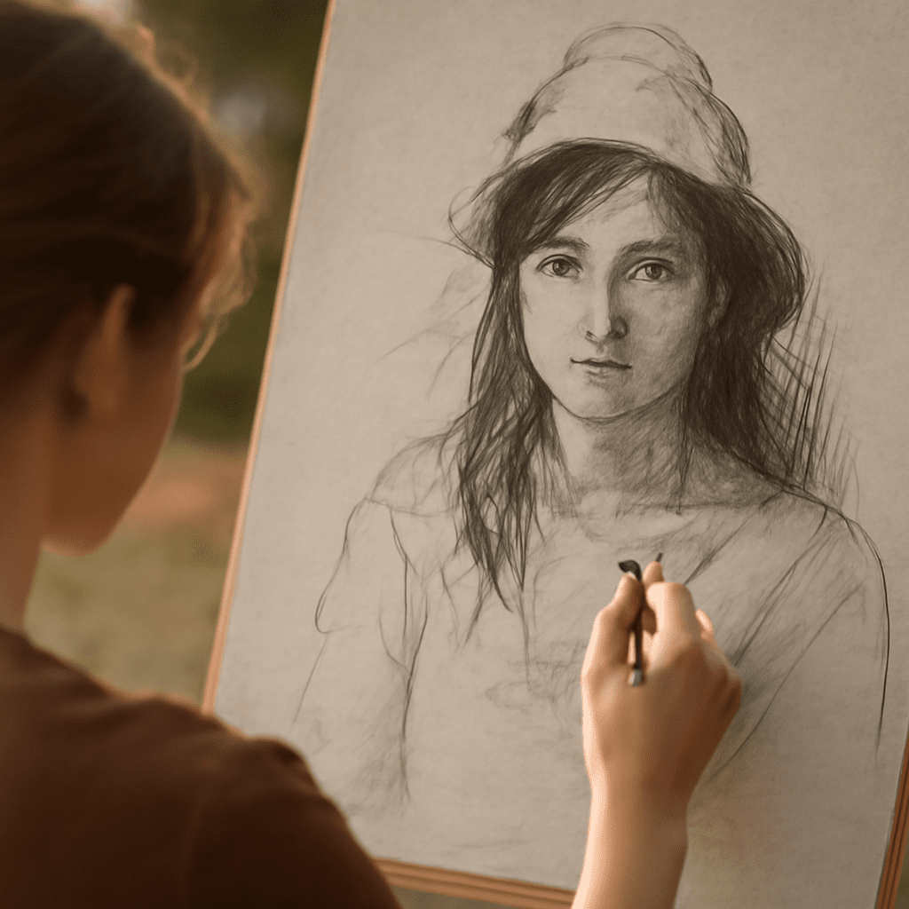 Drawing female face and female face sketch guide