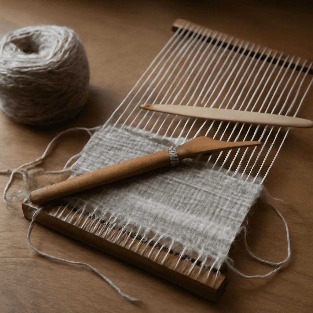 A close-up of hand weaving and weaving cloth