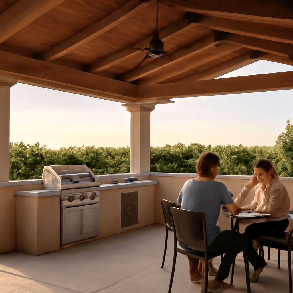 Outdoor kitchen design and plans using blueprints